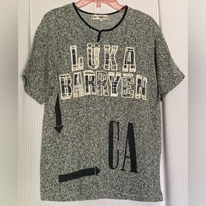 Luka Barryen Knit Short Sleeve Crew Neck Grey and White Medium